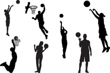 Basketball Players Silhouettes Vector Illustration