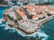 Drone views of Budva's Old Town in Montenegro