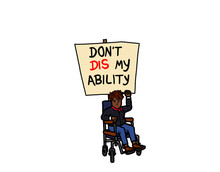 Person With Disability On Wheelchair Protest Equality Rights