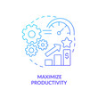 © bsd studio - Maximize productivity blue gradient icon. Machine industry. Purposes of lean manufacturing abstract idea thin line illustration. Isolated outline drawing. Myriad Pro-Bold font used