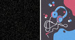 © atdigit - Minimalistic black and white made of small dots on dark background, masking technique ready left and example of its usage - tech style picture with headphones right