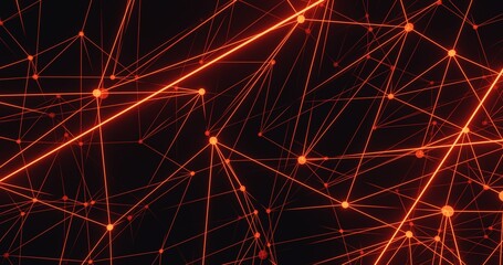 Orange wireframe sci-fi technology background. 3d rendering.