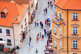 Fototapeta Uliczki - Cityscape - top view of medieval street in the Old Town of Cesky Krumlov, Czech Republic