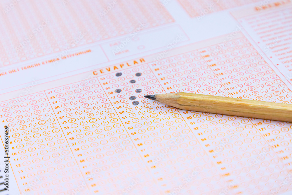 Test score sheet with answers Stock Photo | Adobe Stock