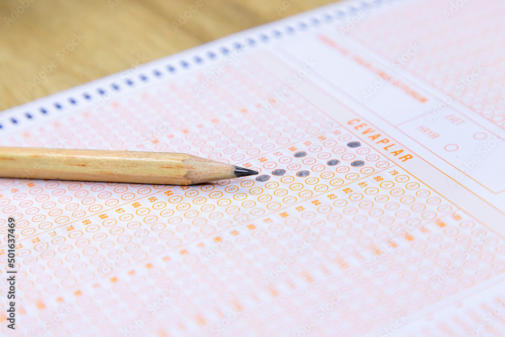 Test score sheet with answers Stock Photo | Adobe Stock
