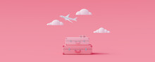 Summer Travel Concept On Pink Background 3d Render 3D Illustration