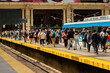 People getting off the train on the main platform of the Retiro station in Buenos Aires