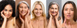 © Vadim Pastuh - Photo collage with charming well-looking diversity women looking at the camera, crowded screen with portraits of beautiful female different ages and ethnicity. Women power and femininity concept