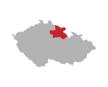 Czech Map With Hradec Kralove Region Highlight
