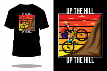 Wall Mural - Up the hill retro t shirt design