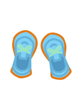 Baby Sandals Shoes First Shoes With Bow Laces For Boy Isolated Vector Hand Drawn Blue Green