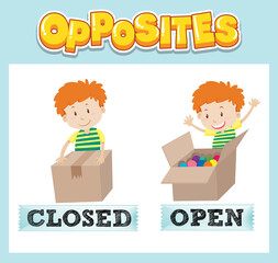 Poster - Opposite English words with closed and open