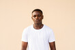 Portrait of handsome African man wearing white t-shirt