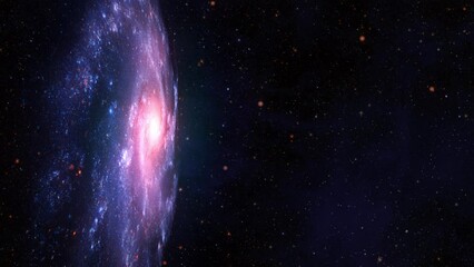 Wall Mural - The galaxy slowly rotates against the background of starry space. Substrate for title or credits.
