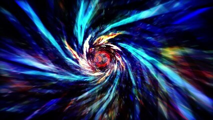 Wall Mural - loop of abstract hypnotic multicolored hyperspace dark vortex warp tunnel through time and space ani