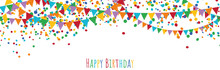Seamless Colored Confetti And Garlands Birthday Party Background