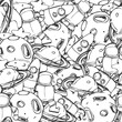 © Олеся Волкова - Funy space seamless pattern with rocket, moon, planets and stars isolated on white background. Childish sketch style vector illustration. Seamless pattern with cosmic elements.