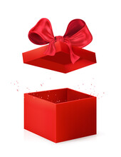 Red Open Gift Box. Birthday Or Christmas Present Package. Vector Illustration
