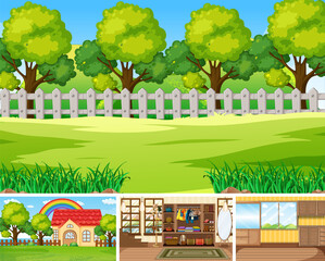 Sticker - Different scene background with green grass