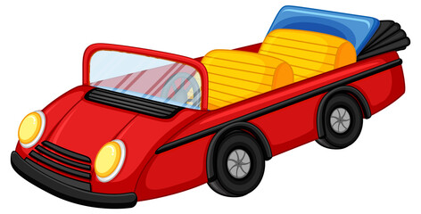 Sticker - Red vintage convertible car in cartoon style