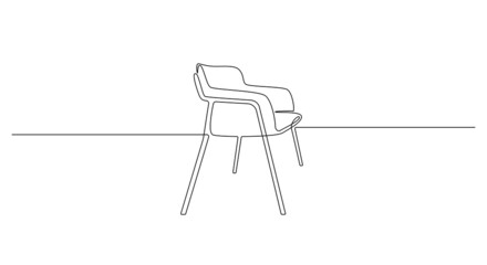 Aufkleber - Continuous one line drawing of chair. Scandinavian stylish furniture for loft living room in simple linear style. Editable stroke. Editable stroke. Doodle vector illustration