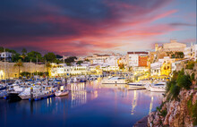 Landscape With Ciutadella De Menorca At Twilight Time, Minorca Island, Spain