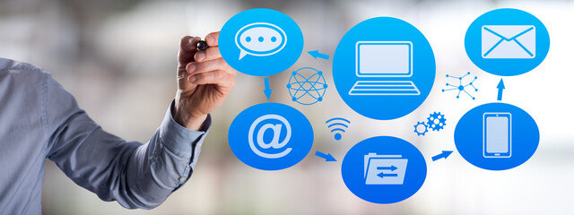 email sending concept drawn by a man