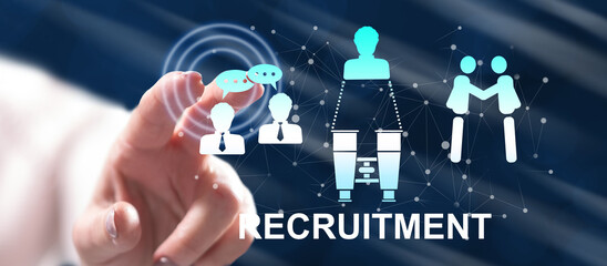 Wall Mural - Woman touching a recruitment concept