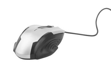 Computer mouse with cord isolated on white background