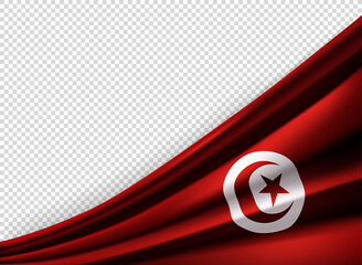 Wall Mural - Folded flag of Tunisia. 3d vector banner with copy space