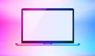 Aufkleber - Modern laptop with blank screen. 3d vector illustration with holographic effect