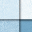 © Kate - Seamless pattern in blue and white colors. Endless background for linen, fabric, wallpaper, wrapping paper. Cute little ornament of tree branches and leaves. Botanic print.