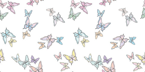 Wall Mural - colorful cartoon butterfly vector pattern
