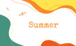Summer colorful abstract background in yellow, orange colors with butterfly. Template For an advertising banner, for sales. Hand drawn illustration