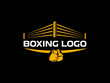 Logo for a boxing with two gloves and ring.