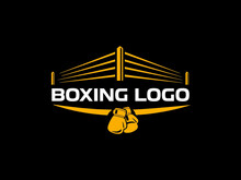 Logo For A Boxing With Two Gloves And Ring.