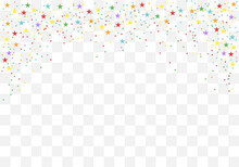 Festive Colorful Star Confetti. Rainbow Stars On Transparent Background. Vector Illustration.