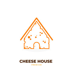 Simple illustration logo line art cheese house