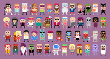 Set Of Funny Pixel Characters