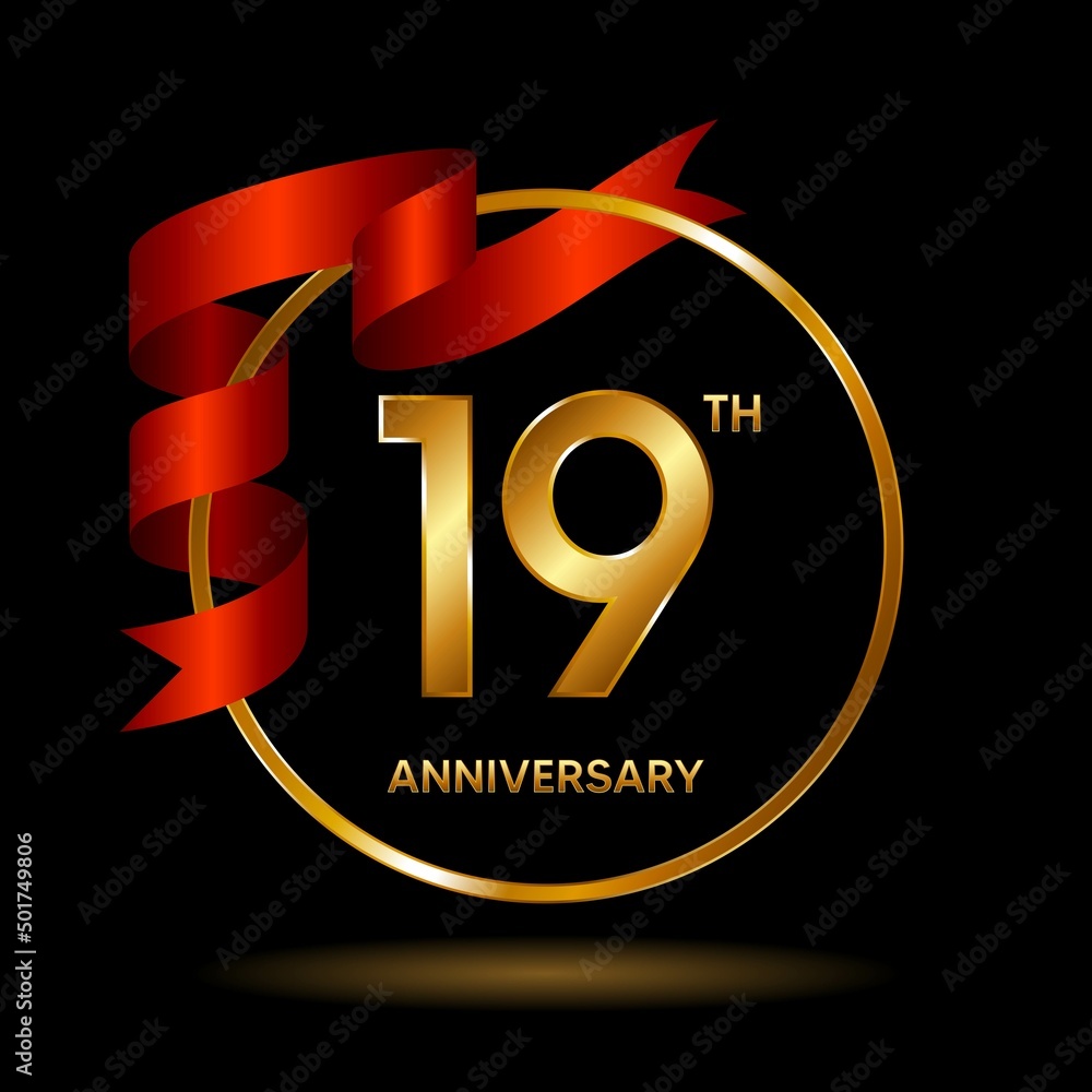 19th Anniversary logo. Anniversary celebration template design with ...