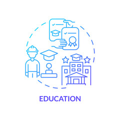 Wall Mural - Education blue gradient concept icon. Obtain knowledge and skills. Learn and study. Social institution abstract idea thin line illustration. Isolated outline drawing. Myriad Pro-Bold font used