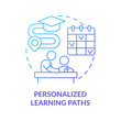 © IMG visuals icons - Personalized learning paths blue gradient concept icon. Individual schedule. Education trend abstract idea thin line illustration. Isolated outline drawing. Myriad Pro-Bold font use