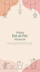 Sticker - Happy Eid Al Fitr Mubarak Social Media Story Template Vector Illustration