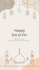 Sticker - Happy Eid Al Fitr Greeting Card Social Media Story Post Template Vector Illustration