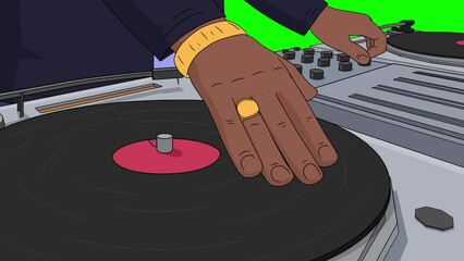 dj mixer, animation on a green screen.
