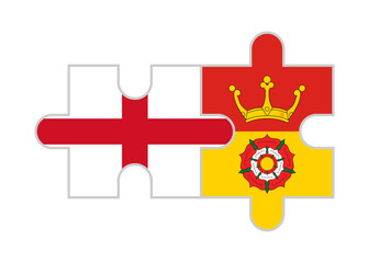 Wall Mural - puzzle pieces of england and hampshire flags. vector illustration isolated on white background