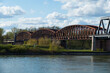 Alte Stahlfachwerk Brücke von Winterdorf über den Rhein nach Frankreich