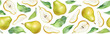 Seamless pattern with watercolor pears and leaves