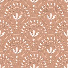 Cute Boho Seamless Pattern With Arches. Vector Background In Modern Bohemian Style Perfect For Scrapbooking, Textile, Wrapping Paper And Stationery For Kids And Adults
