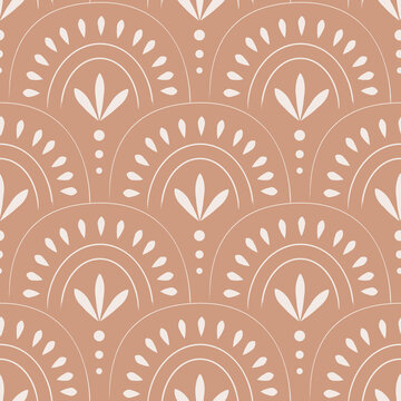 cute boho seamless pattern with arches. vector background in modern bohemian style perfect for scrap